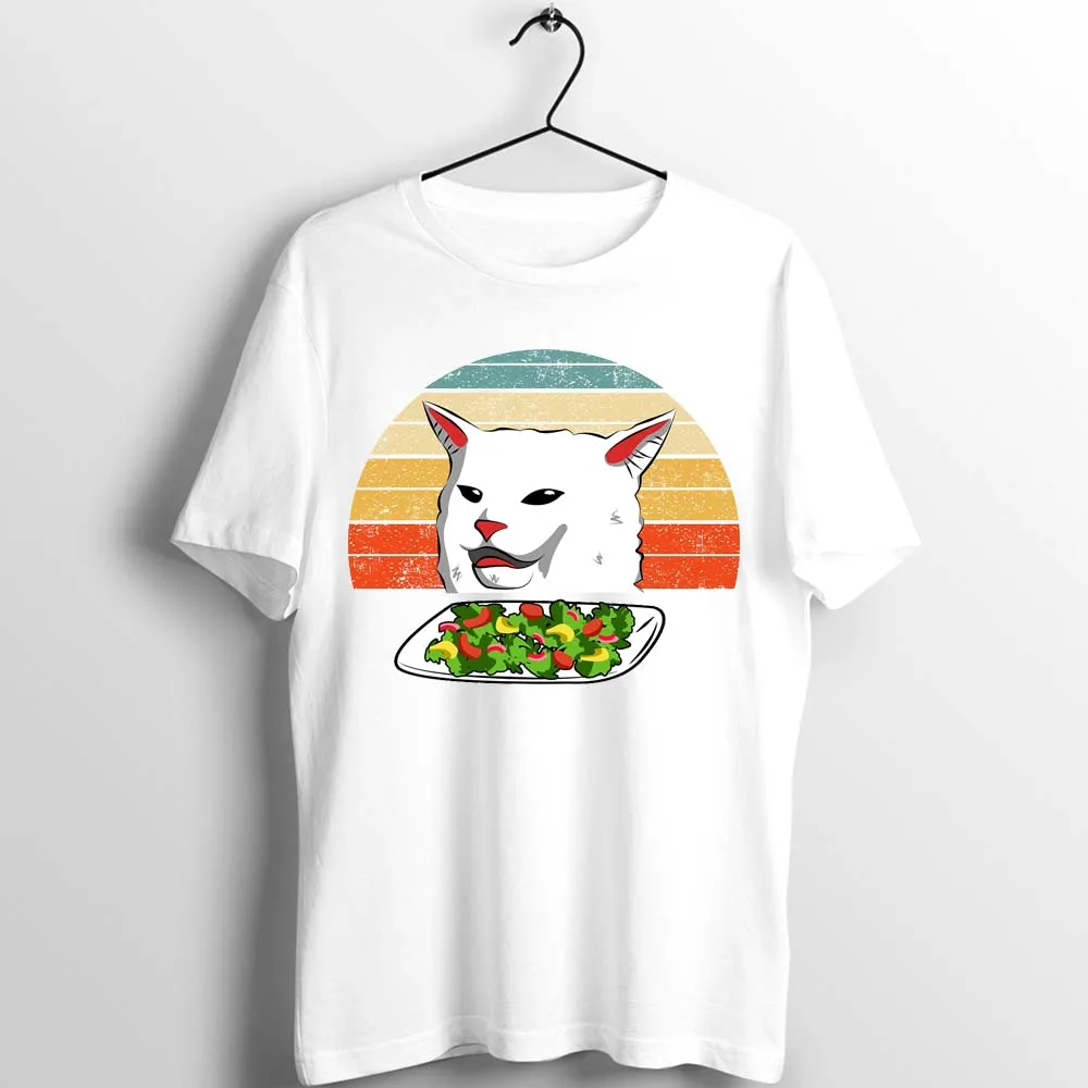 Women Meme T Shirt of The Year Woman Yelling At A Cat Featuring Basic Custom Printed Art Artwork Tee Unisex Men | Мужская одежда