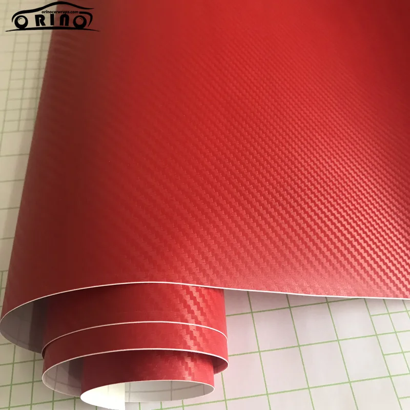 Red 3D Carbon Fiber Vinyl Film Wrap-1