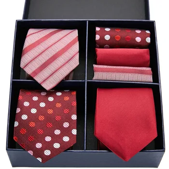 

Gift box 2020 Men`s Tie Silk Jacquard Woven Necktie Hanky Sets For Formal Wedding Business Party
