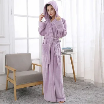 

Robe Soft Ladies Towelling Bath Cosy Long Hooded Winter Fleece Dressing Gown New