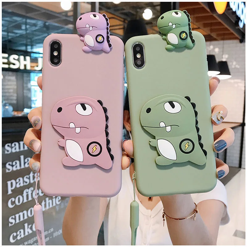 Чехол для iPhone 11 Pro Xs Max XR 6 7 8Plus чехол с динозавром мягкий из ТПУ ремешком