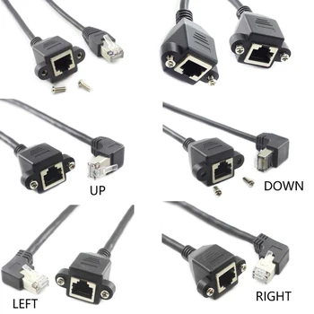 

Right anlge RJ45 adapter Cat5e 8P8C FTP STP UTP RJ45 Male to Female Panel Mount LAN Ethernet Network Cable 0.3m 0.6m 1m 2m 3m 5m