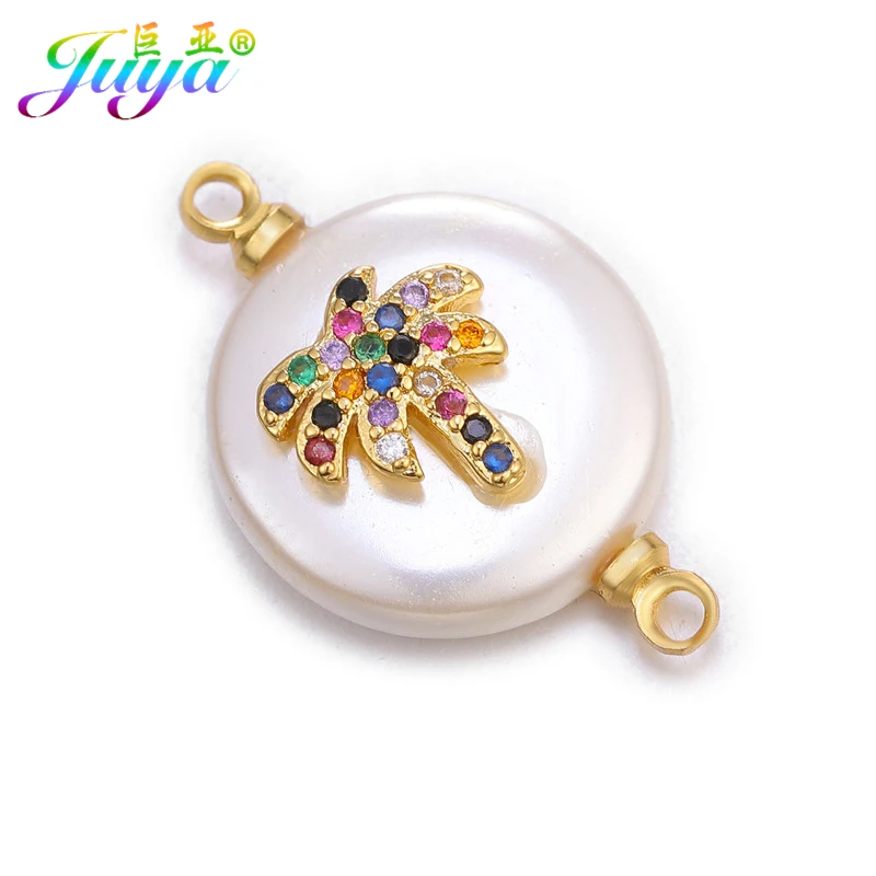 Gold Juya DIY провода для соединителей кубические циркониевые амулеты ракушка жемчуг Разъемы аксессуары для женщин серьги браслет Изготовление - Цвет: Gold