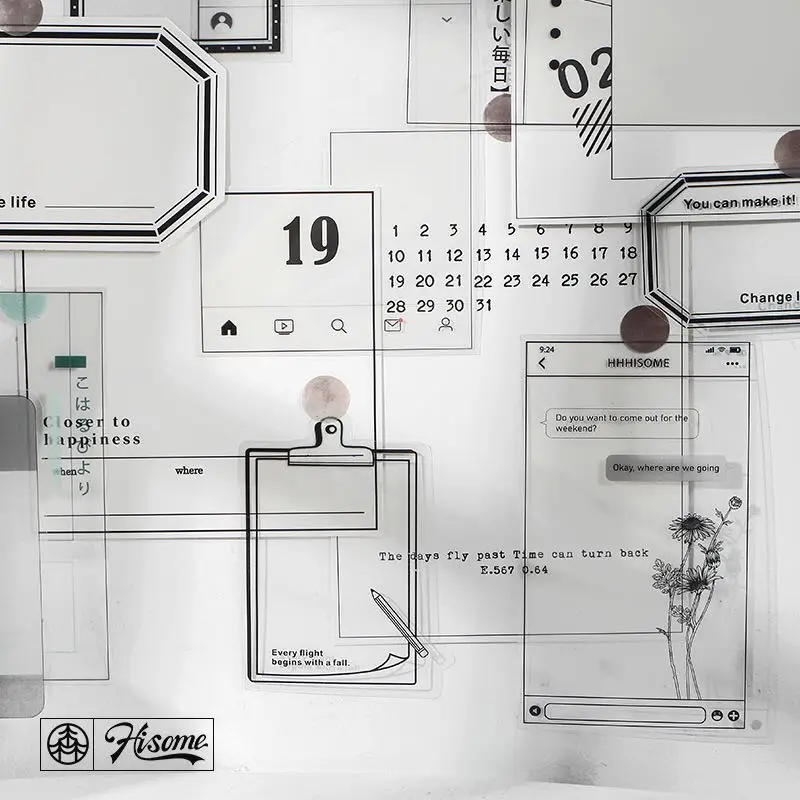 

36 Sheets Vintage Plan Memo Pad PET Stickers Calendar Simple Basic Journal DIY Diary Material Decoration Note Office Supplies