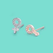 Милые женские ювелирные изделия 925 серебряные серьги мультфильм пол Серьги с символом Настоящее серебро не аллергия розовое золото подарок на день рождения для девочки