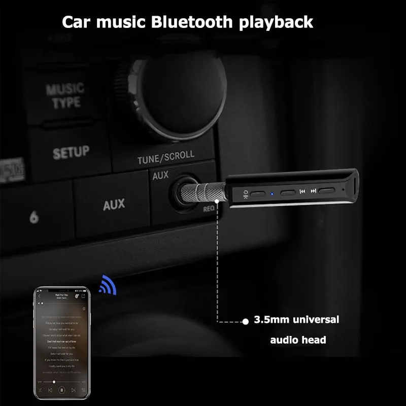Bluetooth 5 0 Receiver Wireless Handsfree Speaker Headphone Adapter Mini 3 5MM Jack AUX Audio MP3 Car Kit for Mobile Phone