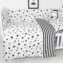 3 шт. Детский Комплект постельного белья мягкий хлопок кроватки наборы черный белый мультфильм шаблон комплект для детской кроватки в том числе пододеяльник наволочка плоский лист