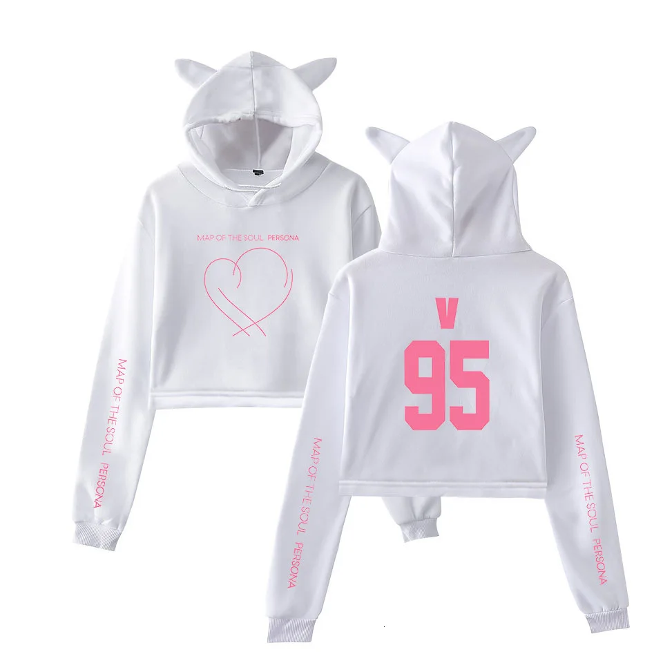 BTS Crop Top Hoodie (Cute Kawaii Cat Ears)