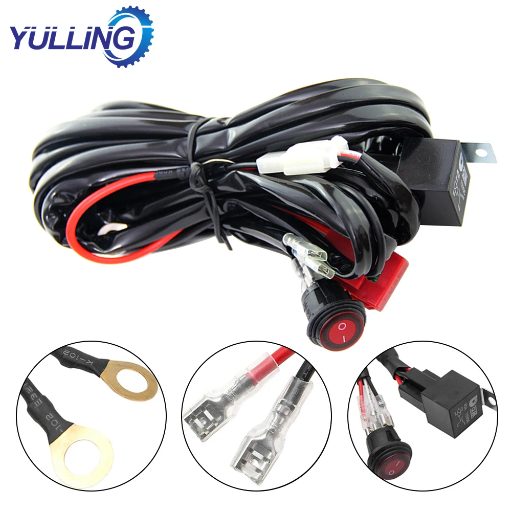 Relay Wiring Harness Work Fog Light Bar Kit 12V 40A ON/OFF Switch Led