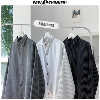 

Privathinker 2020 Men's New Striped Collage Loose Shirts Men Autumn Office Long Sleeve Shirt Male Loose Fashion Clothes 3 Colors