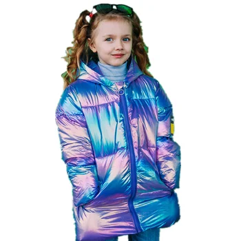 

MudiPanda 2020 New Girls Bright Shiny Thick Down Cotton Colorful Bread Coat Snowsuit Big Children Parka Warm Down Jacket