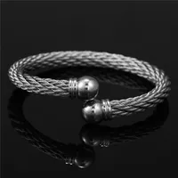 Titanium Steel Men Women Open Round Ball Cuff Bangle Bracelet in Stainless Steel Brackelts Gifts For Women Men Gift 2