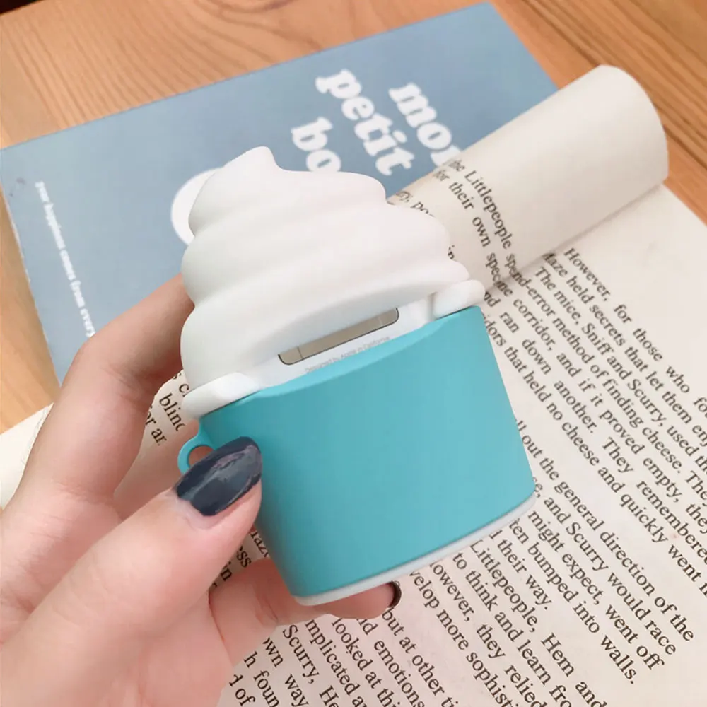 3D Милые чехлы для наушников с мороженым для Apple Airpods 1/2 Силиконовая Защитная крышка для наушников Аксессуары