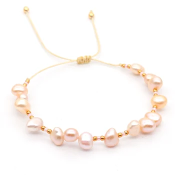 

Go2Boho Newest Bracelet For Women Freshwater Baroque Pearl Luxury Armband Friendship String Adjustable Rope Gift For Her