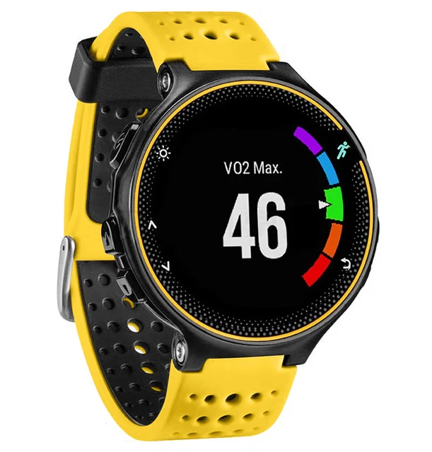 Цветной силиконовый сменный ремешок для часов Garmin Forerunner 230 235 220 620 630 735 аксессуары для умных часов браслет - Цвет: Yellow Black