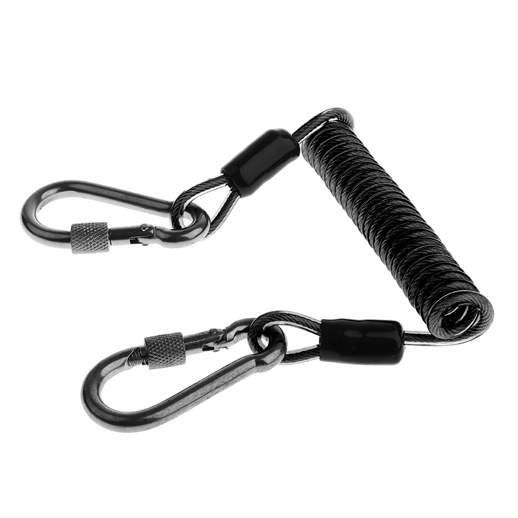 Stainless Steel Spiral Coil Lanyard Scuba Diving Underwater Emergency Carabiner Accessories - Choice of Color