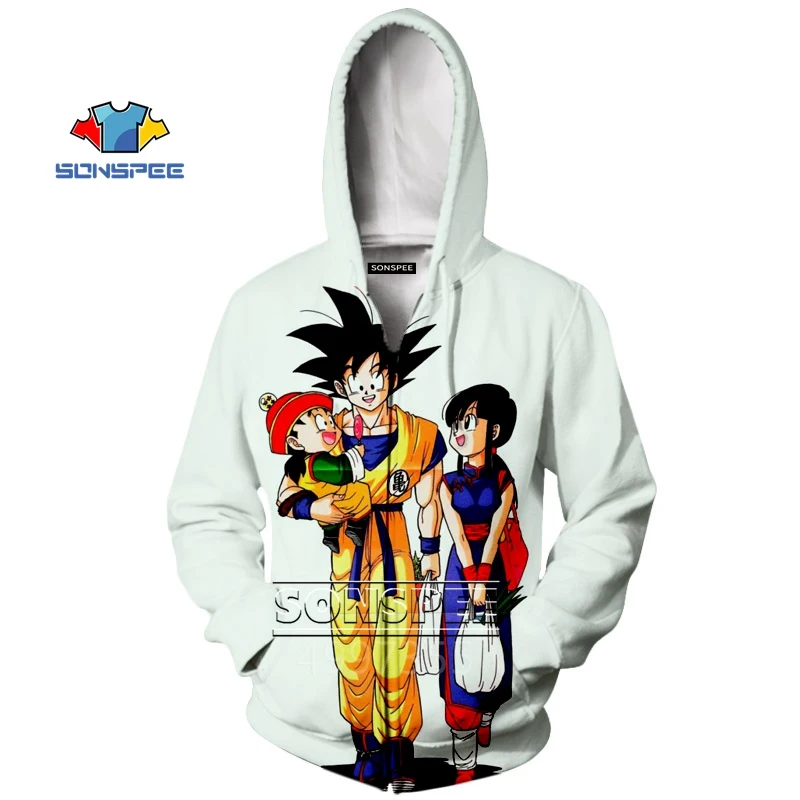 SONSPEE goku Harajuku/модные худи для мальчиков и девочек на молнии, худи с 3D принтом «Жемчуг дракона» для подростков, детская одежда, горячая распродажа, ZIP48