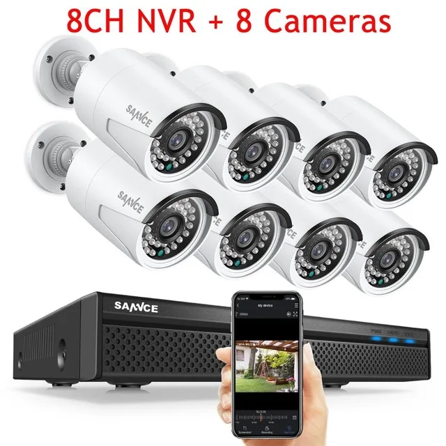 SANNCE 8CH POE 5MP NVR комплект CCTV система безопасности 2MP ИК наружная Водонепроницаемая ip-камера с микрофоном аудио запись комплект видеонаблюдения - Цвет: 8pcs cameras