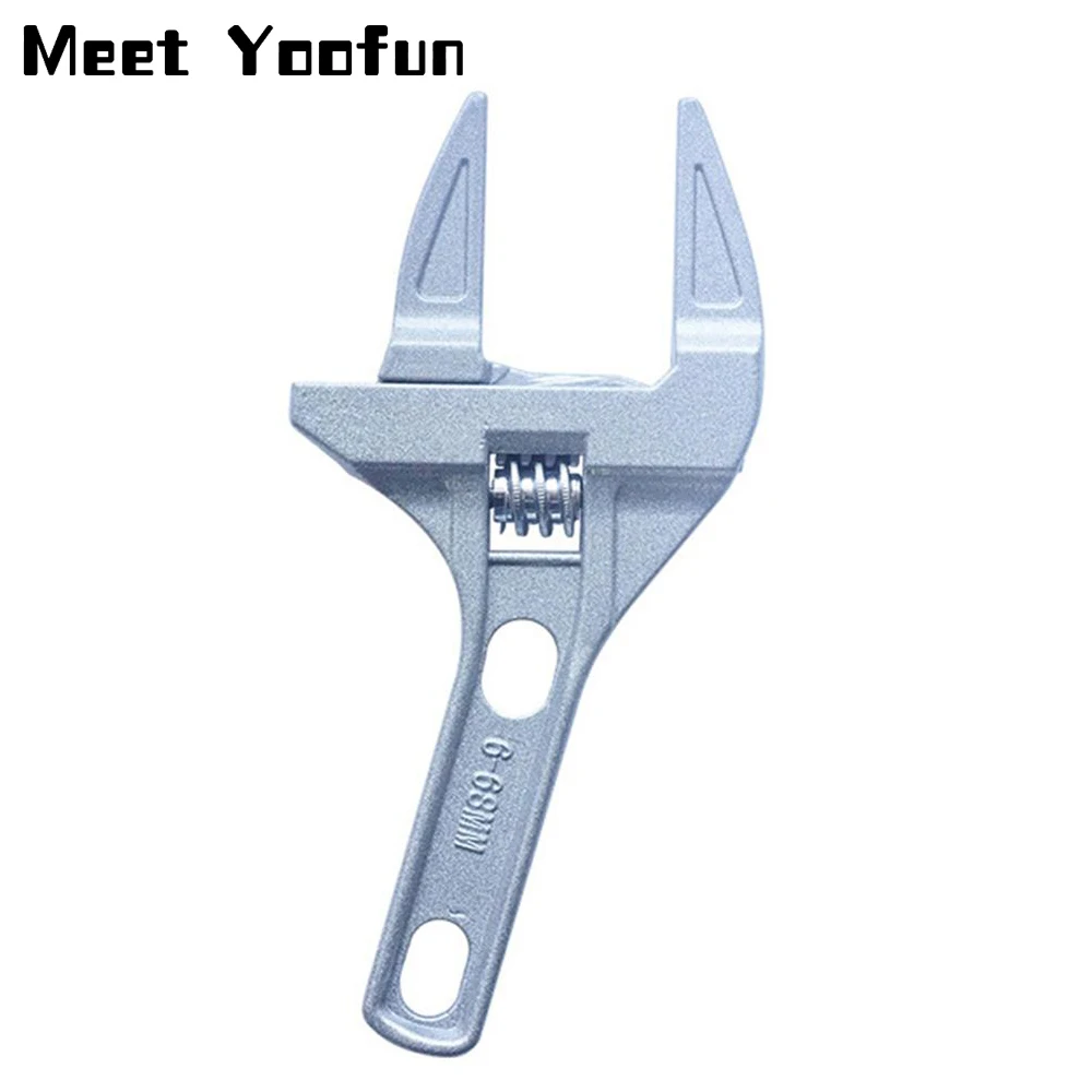 

6-68mm Short Shank Large Opening Adjustable Wrench Aluminum Alloy Snap Grip Wrench Spanner Bathroom Repair Tools