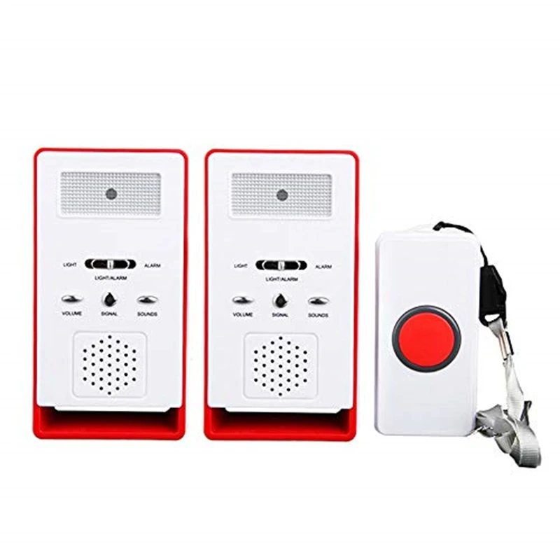 

Home 2 In 1 Wireless Patient Emergency Care Pager Alert Call Button Elderly Monitor For Old People Or Sick Person(Red)
