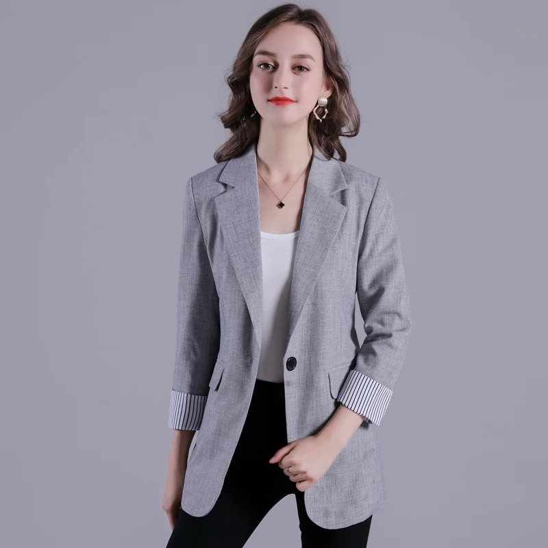 

Casual Women's Suits Blazer With Long Sleeve Jacket 2019 New Style Single Button Blazer Femenino Solid Slim Ladies Blazer