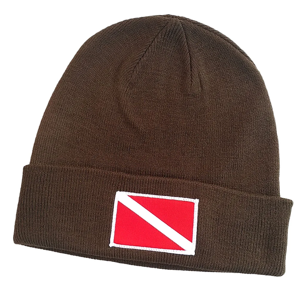 Fashion Unisex Adult Scuba Diving Snorkeling Hat Dive Knit Beanie Diver Hat Cap with Dive Flag/Diver Down Design