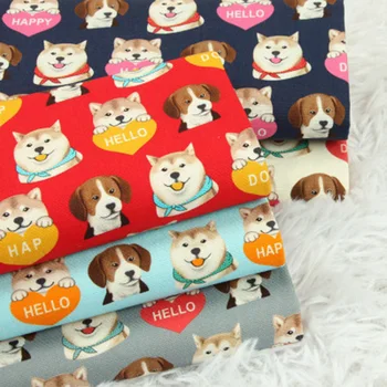 

Cartoon dog printed fabric Japanese Cotton cloth for Kimono bag Handmade DIY Clothing 90*110cm