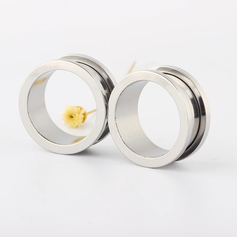 1.6-25mm Big Ear Gauges Wholesales Ear Piercing Flesh Tunnel Earrings Stretcher Expander Screw Silver Tunnels For Ear Plug kIT