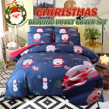 

3D bedsheet duvet bed cover Pillowcase decoration bedding set Happy Christmas queen size Twin Full king California king
