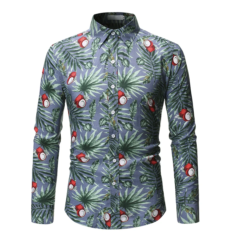 Gentleman Floral Shirts Business Casual Male Tops Turn-down Collar Vintage Printed Shirt Dinner Party Wear Europe Size Men Blusa