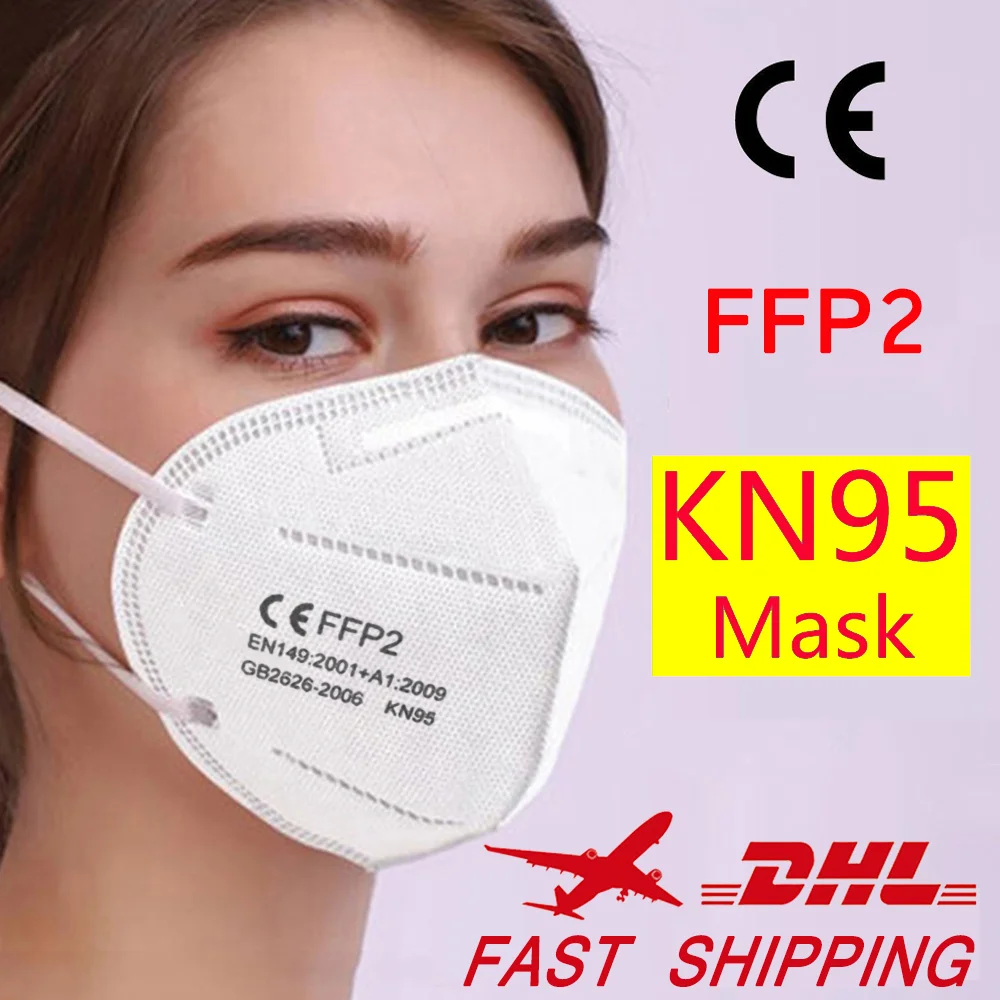 

KN95 Mask 50 Pcs Respirator Face Mask Flu Anti Infection Anti-Dust Protective Masks 4Layers as KF94 Ffp2