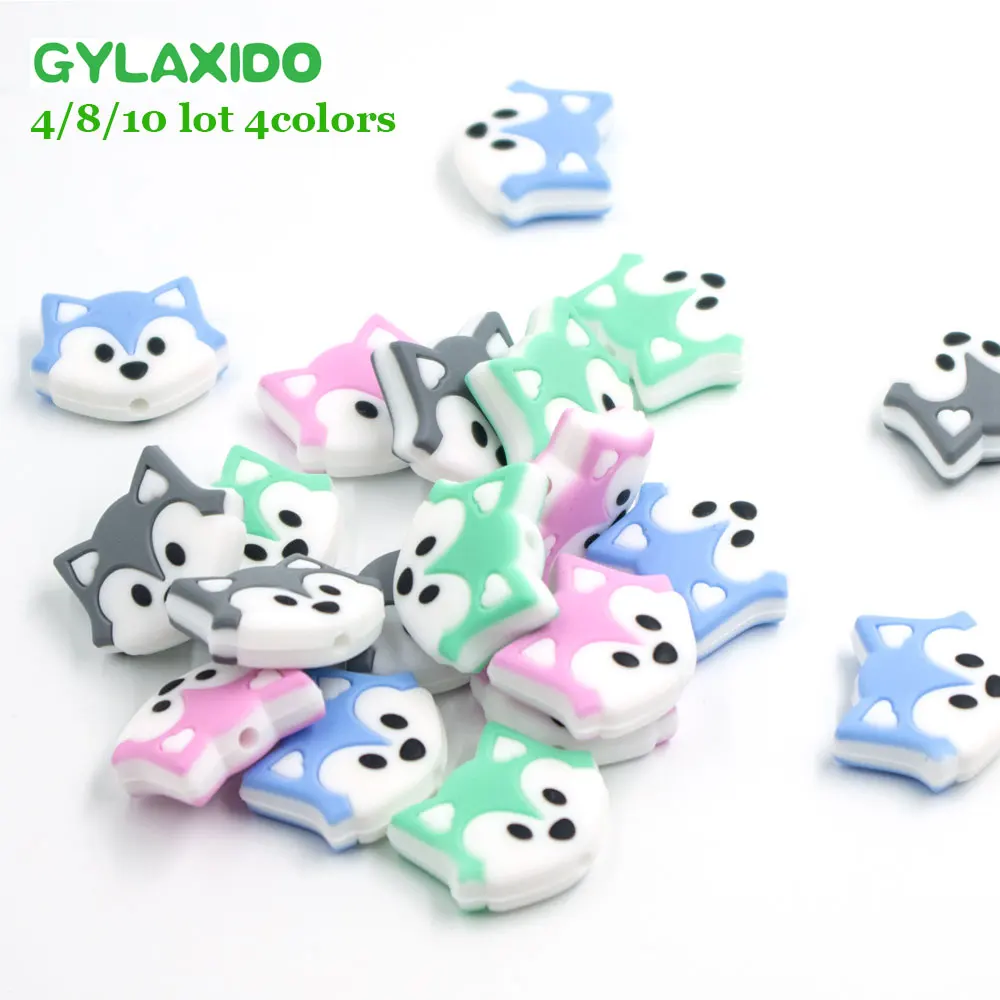 GYLAXIDO 4/8/10 шт. Perle силиконов бусов лисы детский аксессуар для прорезывания зубов шариков, не содержащих бисфенола-а животных силиконовые Kralen в форме для кормления подарок