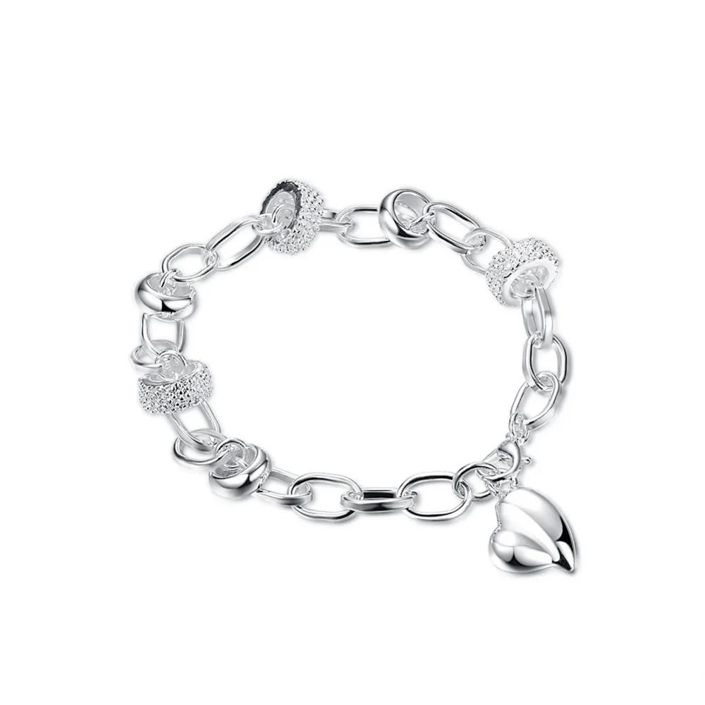

TE310 Ellipse 925 Sterling Silver Heart Bracelet for women Wedding Engagement Jewelry