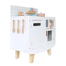 Maison de jeu nordique rétro en bois pour enfants, ensemble de jouets de cuisine, Simulation d'ustensiles de cuisine