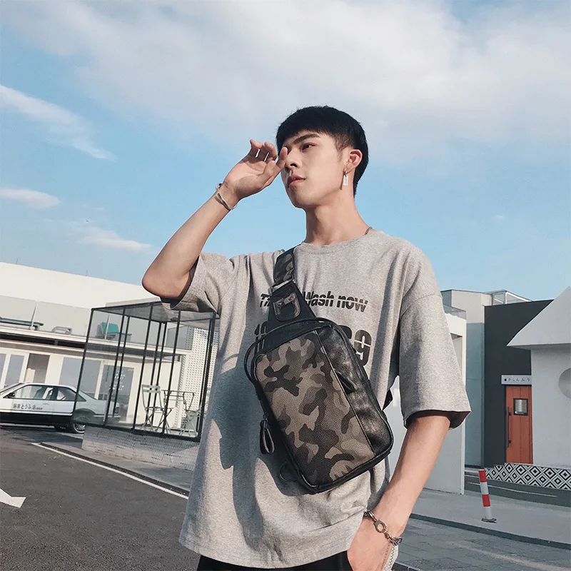 

New business backpack back pack Korean version of men's bag camouflage chest bag casual Fanny pack trendy men's sports shoulder