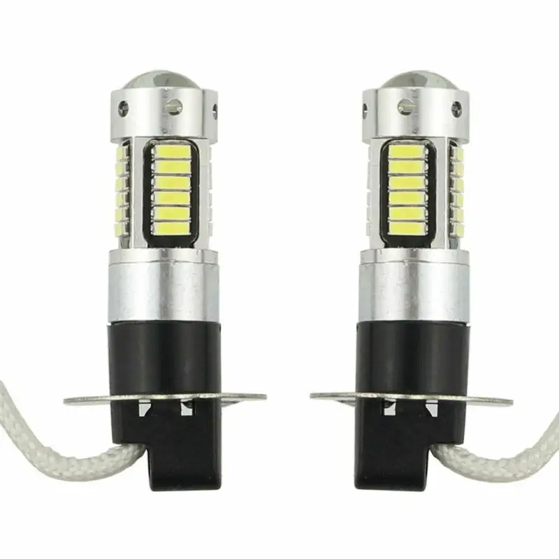2Pcs H3 LED Fog Light Bulbs Replacement Kit Super Bright Canbus 6000K 100W White Daytime Running Lights 12V-24V