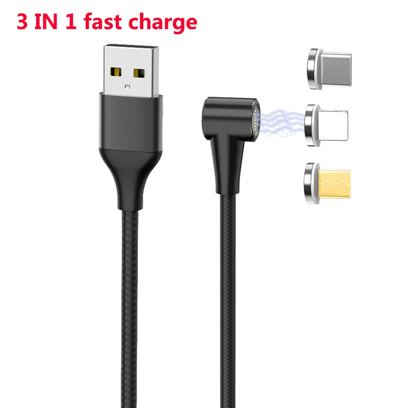 Магнитный кабель 3A Micro Usb Type C Сверхбыстрая Зарядка телефона светодиодная