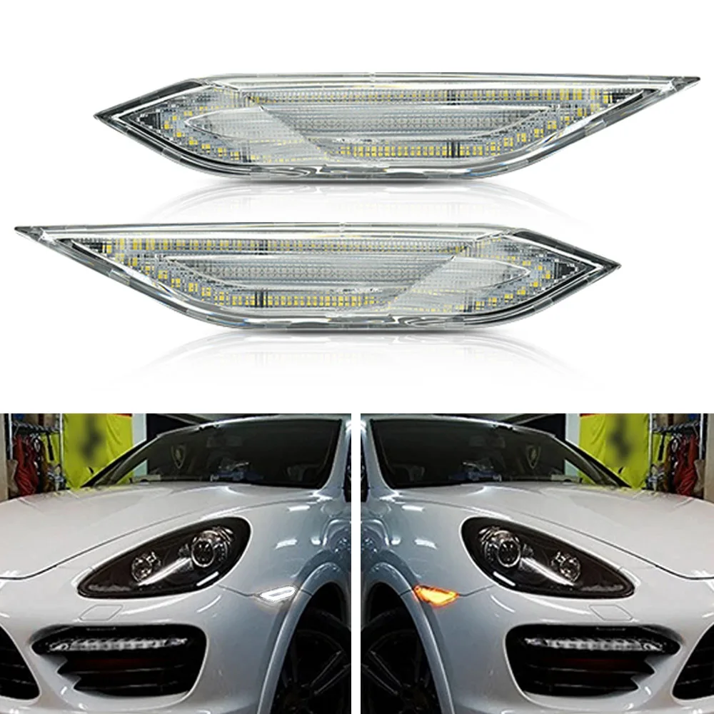 サイドマーカー ポルシェカイエンの2PCS 2Pcs 1114 Amber Cayenne DRL LED LEDサイドマーカーライト11