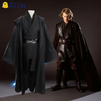 

Star Wars Cosplay Costume Set Plus Size Jedi Cloak Knight Anakin Skywalker Black Brown Warrior Men Knight Cool Halloween Costume
