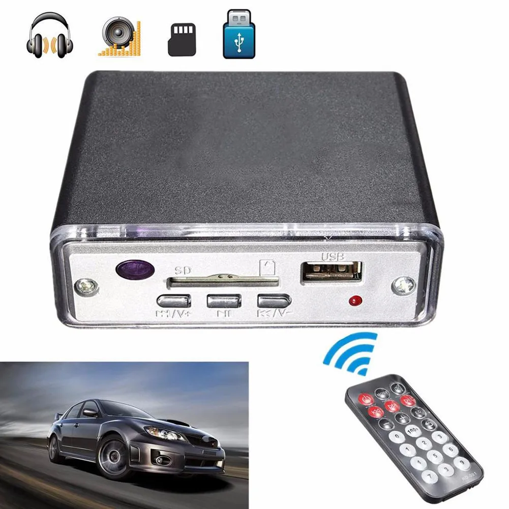 Мини Автомобильный цифровой плеер стерео 12 В USB SD светодиодный цифровой плеер MP3 с пультом дистанционного управления для автомобиль, мотоцикл