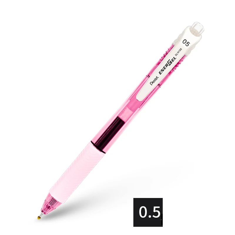 Розовый Kawaii Японии канцелярские Pentel BLN-105, быстро сохнут, убирающийся гелевая ручка 0,5 мм черный студенческий экзамен офиса письменные нажмите ручка - Цвет: Розовый