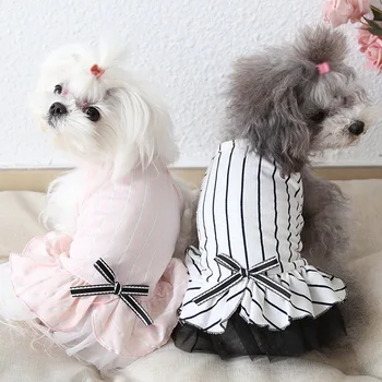 

Fahion Striped Pet Dog Dress Dog Clothes Spring Summer Cotton Dresses For Small Medium Dogs Breathable Pet Dog Skirt Gift