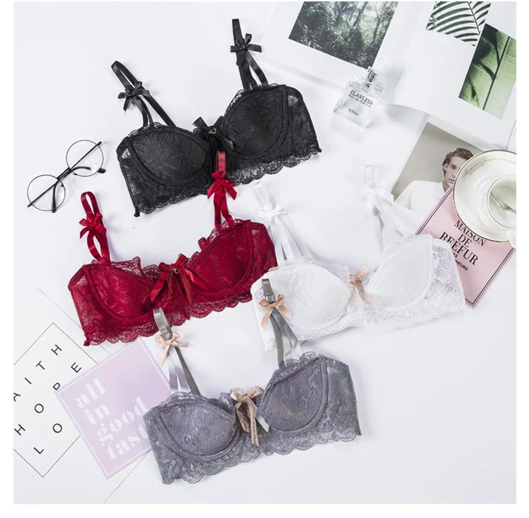 Fashion Sexy Bra Sets Plus Size C D Cup Thin Cotton Underwear Women Set Lace Comfortable Brassiere Gray Bras Embroidery Lingerie