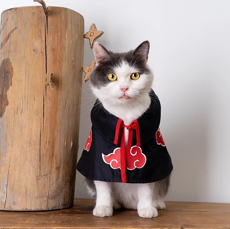 Naruto Akatsuki Cat Cloak Pet Dog Cape Leisure Tops Teddy Bear Small Dog COS Costume Ninja Dress Cape