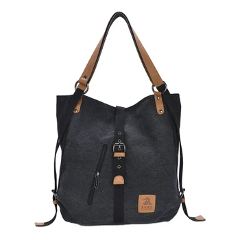 

Women Fashion Casual Canvas Multifunctional Messenger Bag (Black)