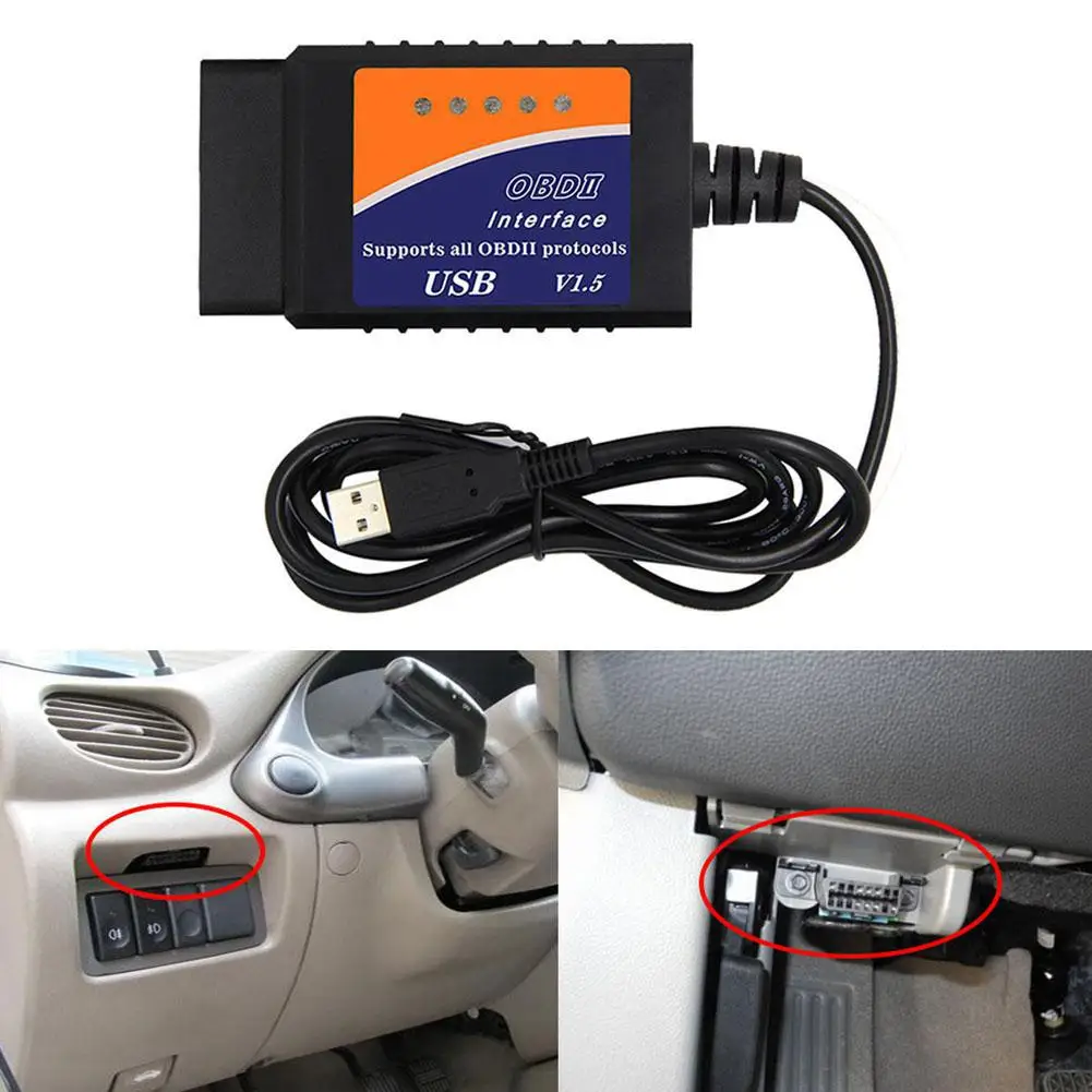 Adeeing ELM327 USB V1.5 Мини OBD2 автомобильный диагностический кабель сканер USB интерфейс Поддержка для Android/IOS