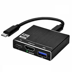 Кабель-Переходник USB C на HDMI адаптер 4K 3-в-1 Тип с разъемами типа C и HDMI мульти-Порты и разъёмы адаптер совместим для MacBook Pro для samsung