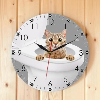 

Cat wall clock funny acrylic wall decoration clock study childrenx