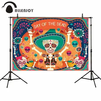 

Allenjoy Festival Background Curatins Day of the Dead Shantou Colorful Flowers Decor Photozone Moisco Party Abstract Wallpaper