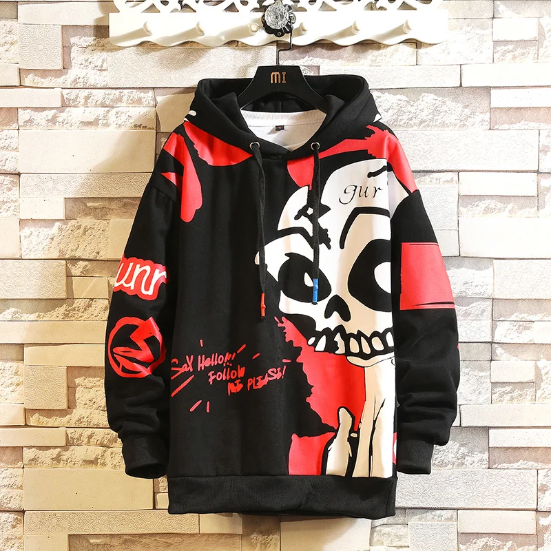 Autumn Spring Print Stulls Hoodie Sweatshirt Mens Hip Hop Pullover Streetwear Casual Fashion Clothes Plus Asian Size M-5XL